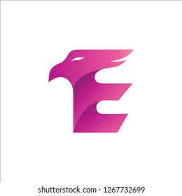 Letter E With Eagle Shape Logo Design