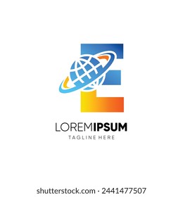 Letter E Earth Globe World Logo Design Vector Icon Graphic Symbol Illustration