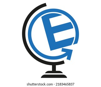 Letter E Earth Round Logo Design Vector Template Icon