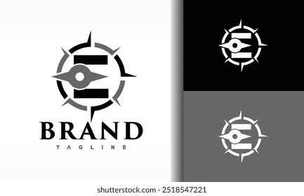 Letra E brújula este logo