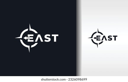 letter E east compass text logo