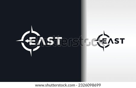 letter E east compass text logo