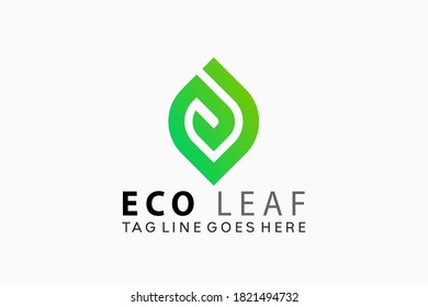 Letra E Hoja Eco Verde Logotipo creativo Ilustración vectorial