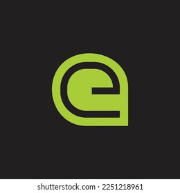 letra e eco verde logo de la hoja de ruta vector 