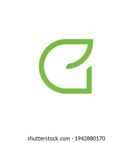 letter e eco leaf green color thin geometric line logo vector