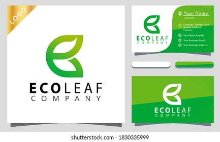 Letter E Eco Leaf Nature Logo design inspiraton, business card