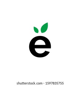 The letter e Eco leaves logo icon design template elements. Vector color sign