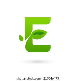 Letter E eco leaves logo icon design template elements. Vector color sign.