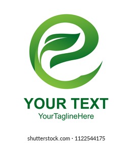 letter E eco logo isolated on white background. Organic bio logo with a leaf of sprout grass for corporate style of company or brand on letter E