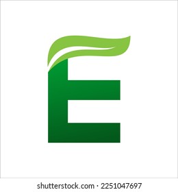 Letter E  With Eco Nature Logo Design Template Vector