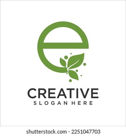 Letter E  With Eco Nature Logo Design Template Vector