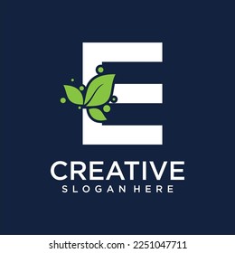 Carta E Con Vector De Plantilla De Diseño De Logotipo Eco