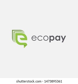 letter E for eco pay logo design