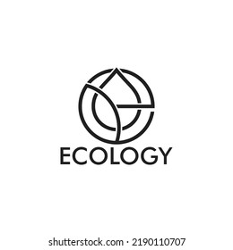 letra e ecología hoja forma de agua círculo logo vector