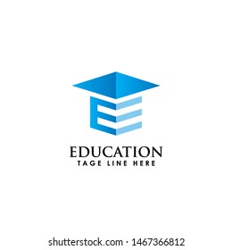 Letter E Education blue color Logo design template