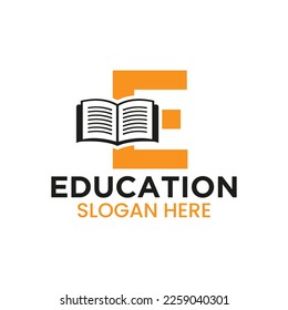 Letter E Education Logo Concept With Open Book Icon Template