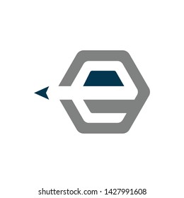 Letter E education logo with negative space style pencil vector