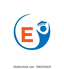 Buchstabe E Logo-Vorlage für Bildungsangebote. Bildungs-Logo auf E-Brief, Vorlage für das Konzept der Erziehung