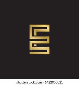 Letter e ee minimalist art monogram. Creative Design vector linear for Title, Header, Lettering, Logo. Modern Two Monogram for corporate Business. Labyrinth Line art style on black background. 