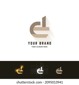Letter E or EL monogram logo with grid method design