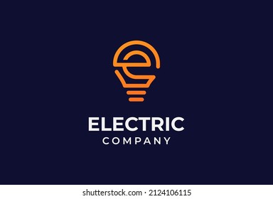 Letter E Electric bulb Logo design vector illustration