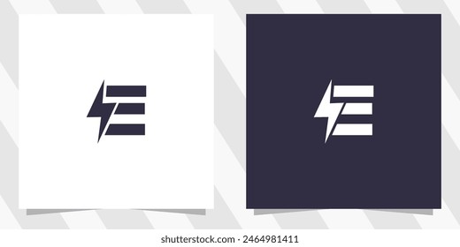 Buchstabe E mit elektrischem Logo-Design