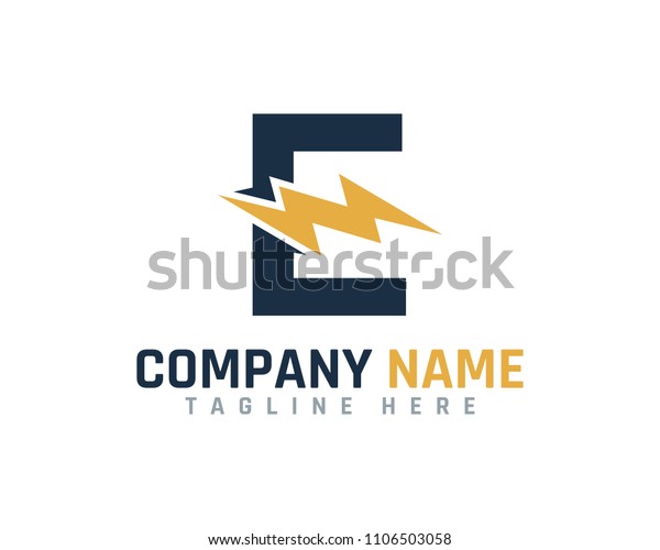 Letter E Electric Logo Design Stock Vector (Royalty Free) 1106503058