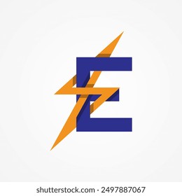 Letter E Electric Logo, letter E with lightning bolt combination, tunder bolt design logo template, vector illustration