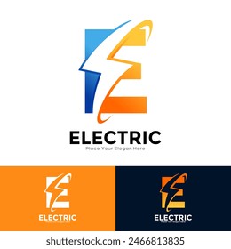 Letter E Electric Logo vector design. Suitable for initial Lightning Bolt,  corporate, technology, and poster illustration symbol