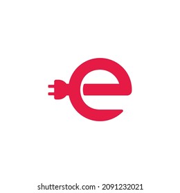 Buchstabe e Symbol für elektrische Stecker, einfaches geometrisches Logo, Vektorgrafik