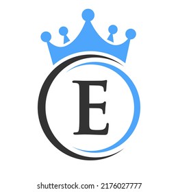 Letter E Elegant Crown Logo Template. Royal Crown Logotype Luxury Sign  for Beauty, Fashion, Spa, Star Symbol