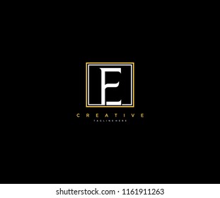 letter E elegant line square frame hipster logo design