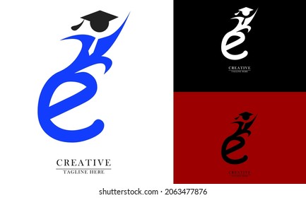 letter e element and student logo icon. suitable for education logo vector flat abstract design