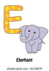 Letter "E" and elephant - alphabet for children