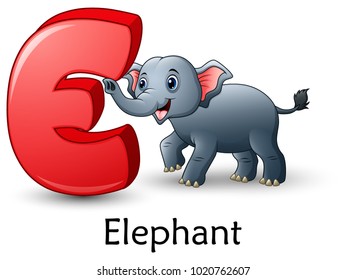 Letter E is for Elephant cartoon alphabet