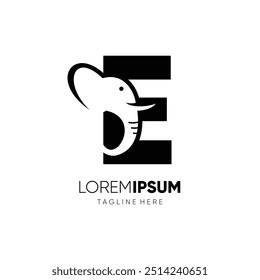 Letter E Elephant Logo Design Vector Icon Graphic Emblem Illustration Symbol