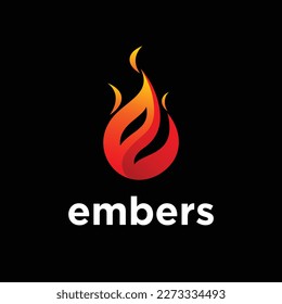 Letter e, embers logo design