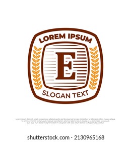 Letter E emblem vintage logo illustration, retro emblem design template isolated on white background