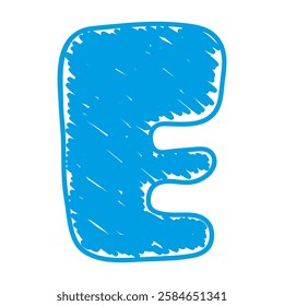 The letter E of the English alphabet. A children's alphabet with hand-drawn letters. The ABC. For educational banners, kindergartens, and book covers