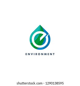 Letter E Environmental logo. Water drop icon vector illustartion