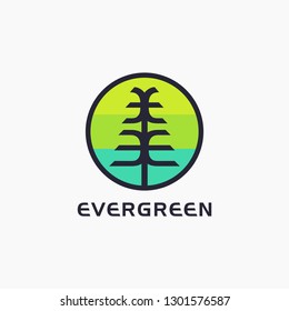 letter E for evergreen tree logo icon vector template on white background