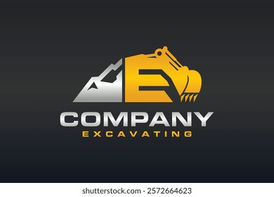 letter E excavator hill logo