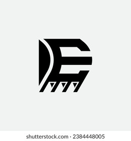 Letter E Excavator logo design illustration vector template