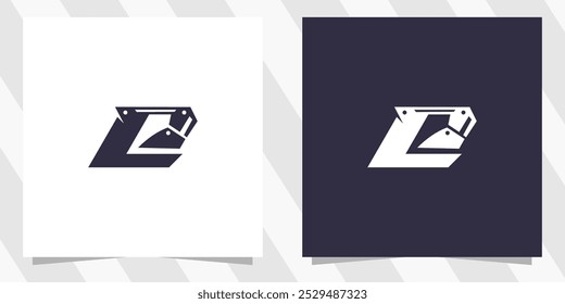Buchstabe e mit Bagger Logo Design Vektor