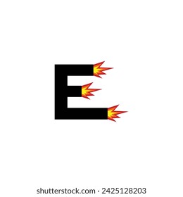 letter E explosion, cannon geometric symbol simple logo vector