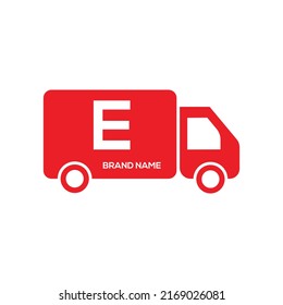Letter E  Express Delivery Logo Truck icon Freight, delivery symbol. Vector illustration.
