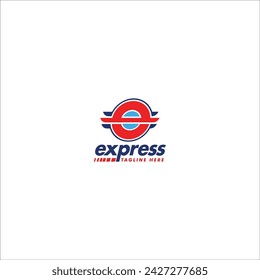 Letter E express service vector logo template