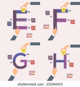 Letter E, F, G, H Flat Infographics Template and Web Elements - Business, Marketing Touch and Choose Concept Vector Design 