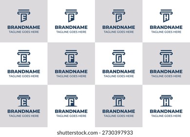 Letra E F G H Pilar Logo Set, que simboliza la fuerza, la estabilidad y la base sólida
