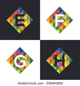 Letter e, f, g, h Symbol Triangle Low Poly Style Vector Graphic Icons, Logo, Sign Template